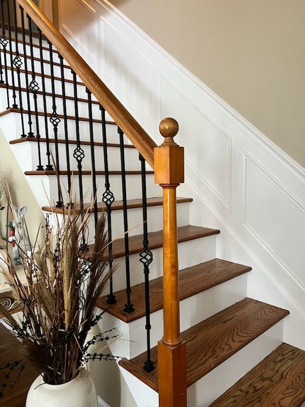 Painted staircase and wainscoting